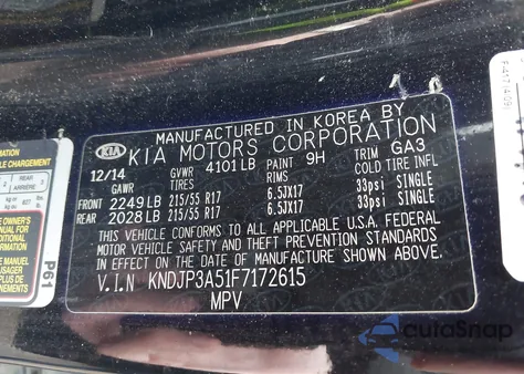 2015 Kia Soul + из США, поврежденный, VIN KNDJP3A51F7172615